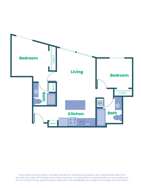 Floor plan for studio, 1055 sqft